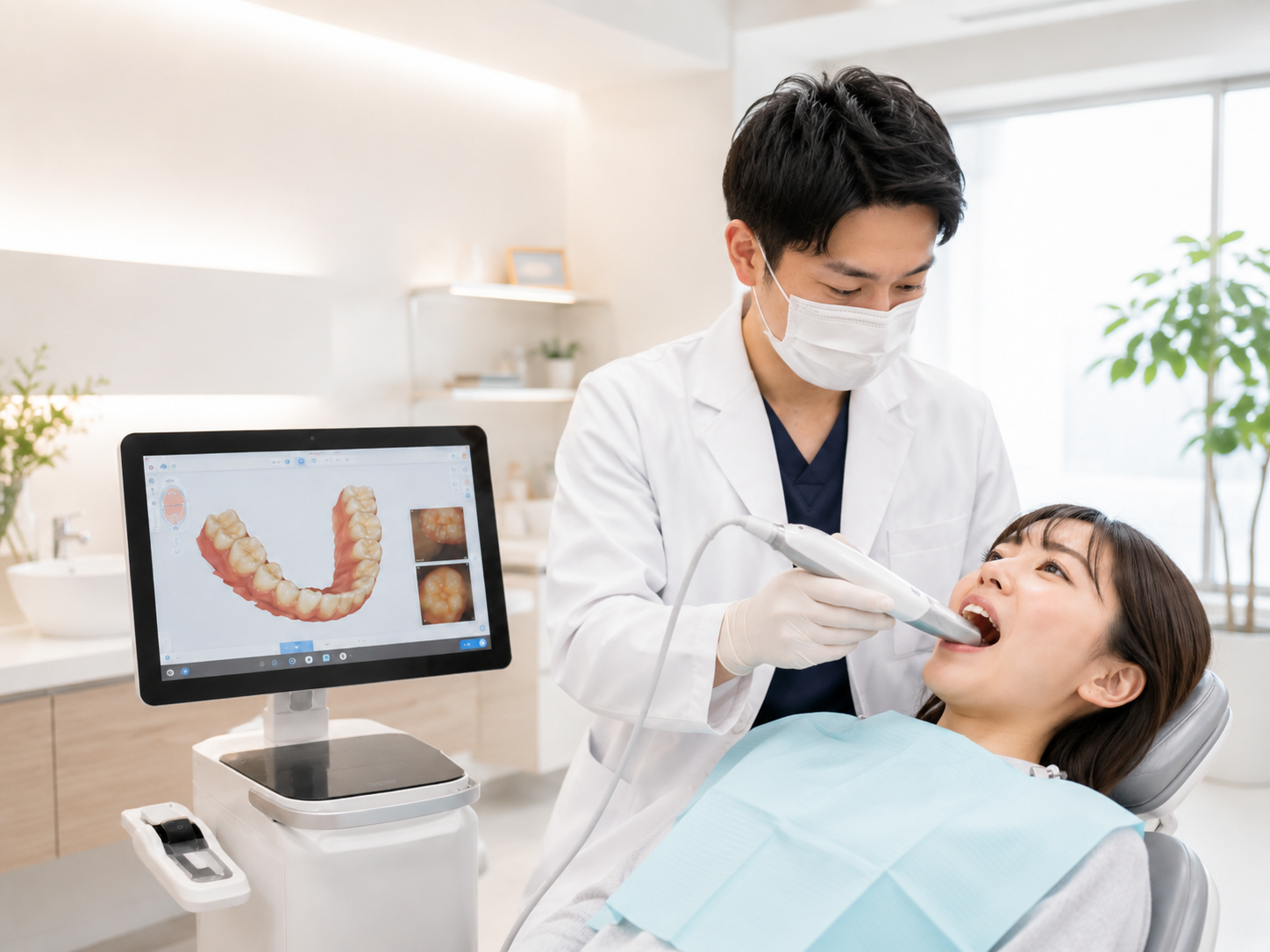 口腔内スキャナiTeroでセラミック治療の歯型を記録している様子